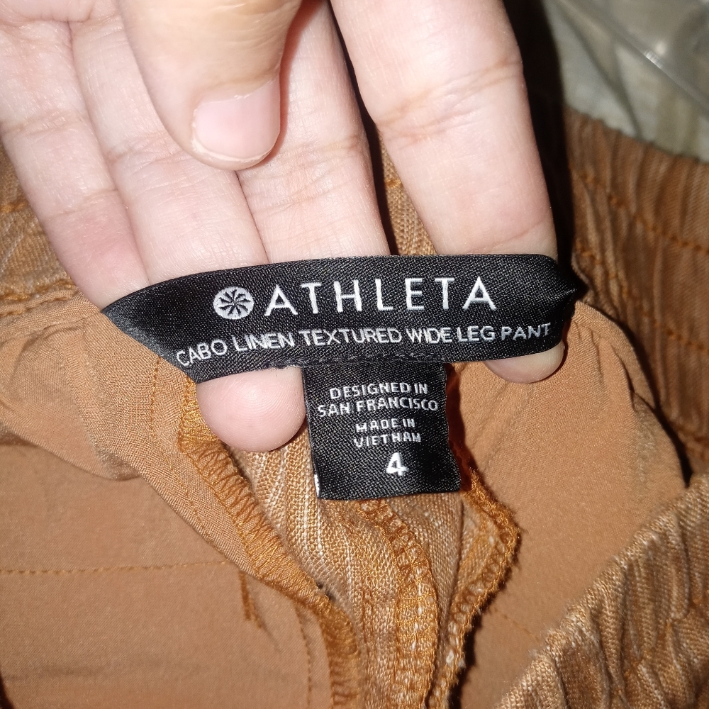 Athleta Cabo Linen Textured Wide Leg Pant Size 4 - Picture 5 of 15